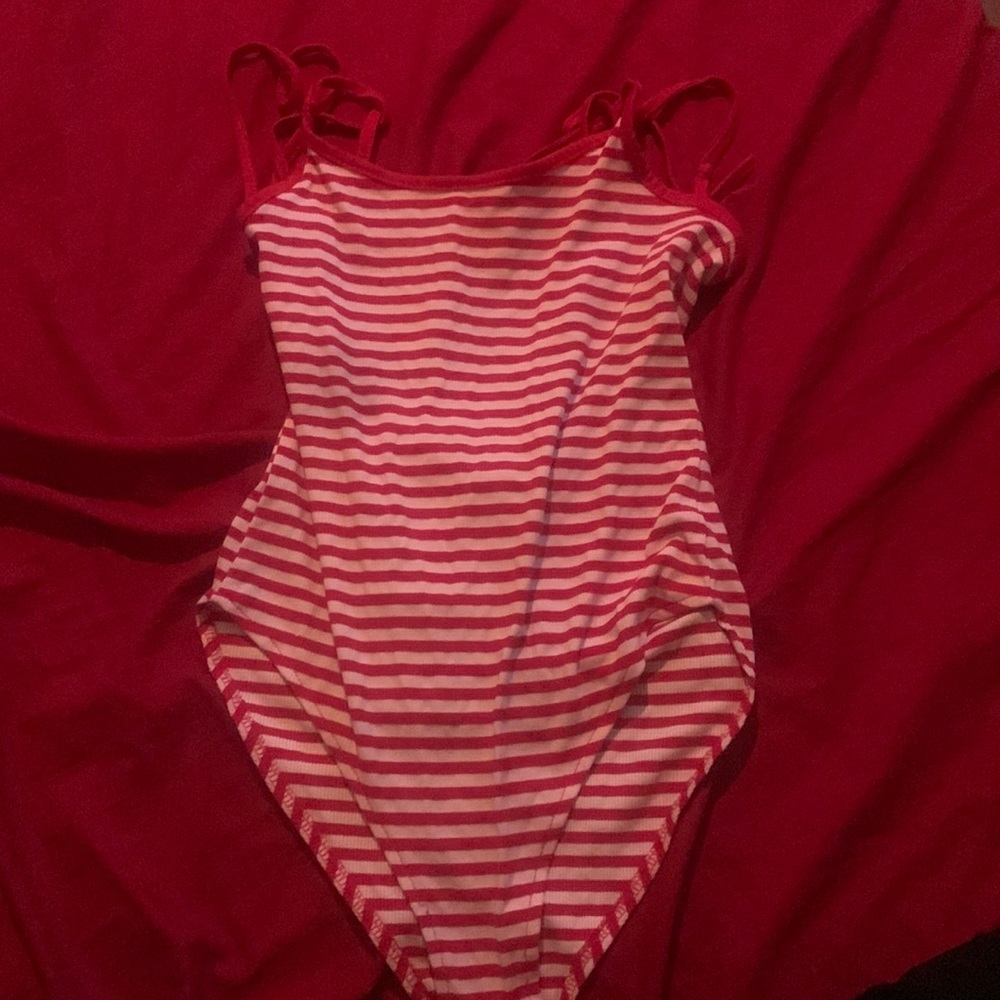 Vintage Striped String spaghetti strap bodysuit